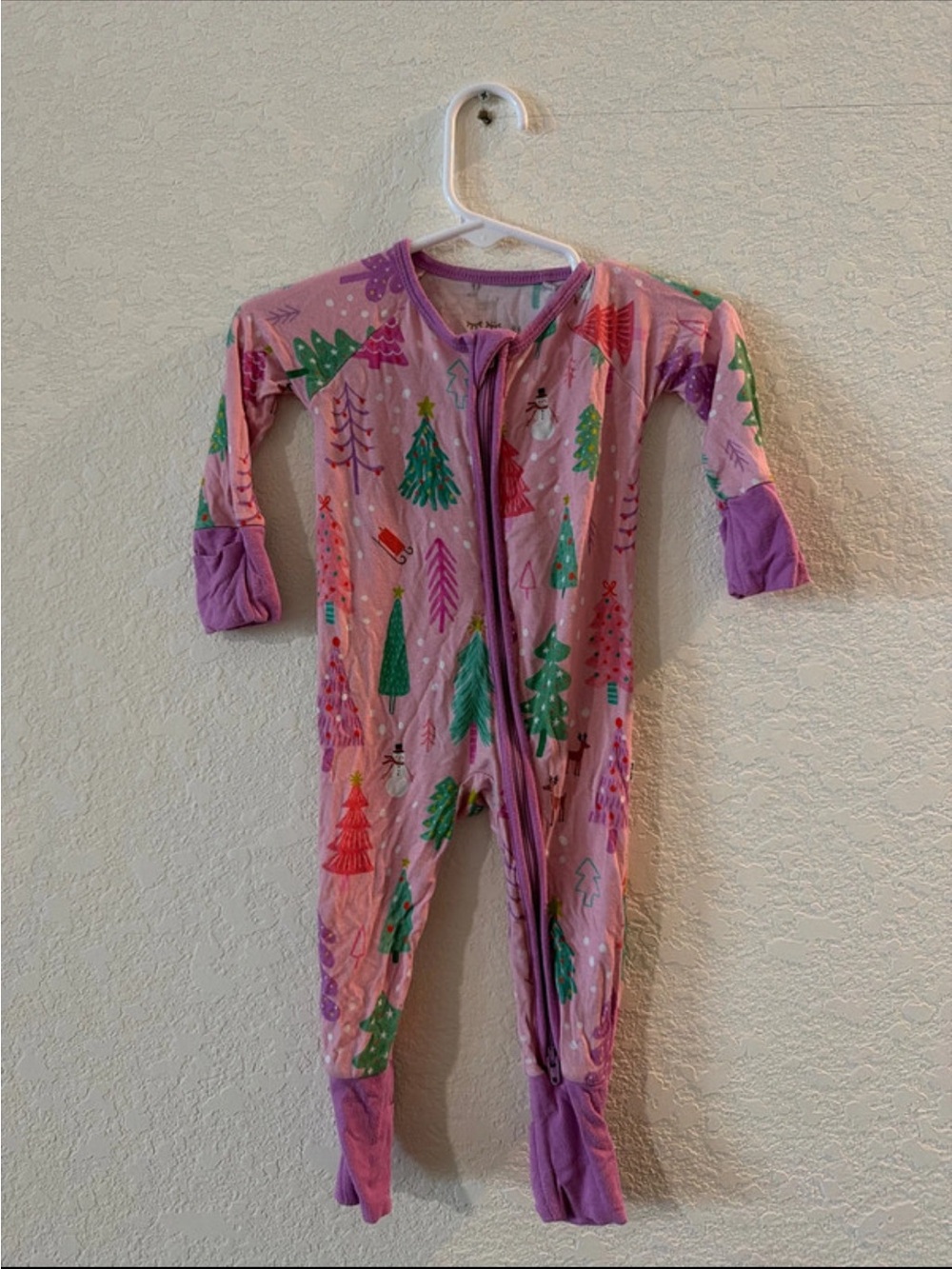 Little sleepies Kids Pink Holiday Tree One-Piece Sleeper